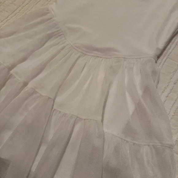 Old Navy 10-12 NWOT ballet White Sleeveless Dress with Tiered Skirt - Picture 4 of 7